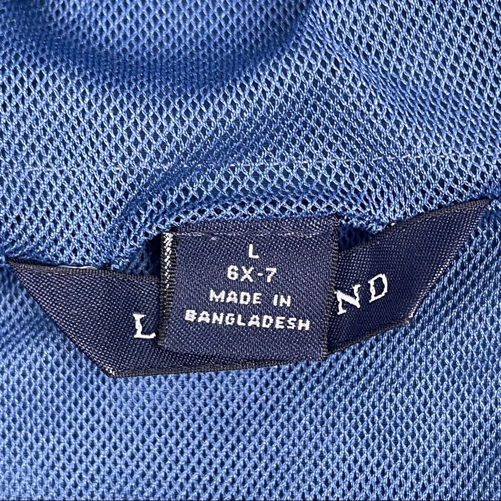 LANDS' END boys hooded zipper pullover windbreaker jacket pockets, sz L or 6X-7 - Picture 4 of 14